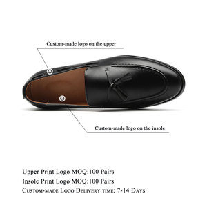 Mocassins de cérémonie à bout rond en PU imperméable, légers, avec pompons, noirs et marron, grandes tailles 37-48, modèle 703 - Product Image 3