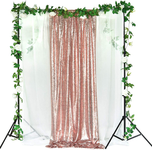 Ingrosso Nuovo Arrivo Professionale di Natale Decorazione del Soggiorno Glitter Tessuto Sfondo 2x8ft Oro Rosa Tenda di paillettes - Product Image 6