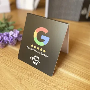 Coffee Shop Restaurante Google Revisão Tabela Stand Display NFC Tap Review Standup