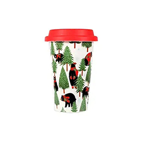 Tasses à café en porcelaine à double paroi avec couvercle, motif Days Design, blanches, populaires et abordables - Product Image 2