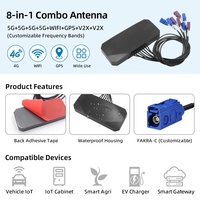 Antenne combinée multi-bandes 5G 8-en-1 MIMO WiFi GNSS GPS V2X FAKRA 4x4 étanche pour communication véhicule