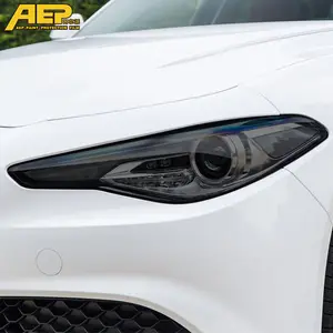 AEP 2 Pcs pellicola protettiva per fari auto luce anteriore trasparente adesivo in TPU nero affumicato per Alfa Romeo Giulia 952 2016-On 2021