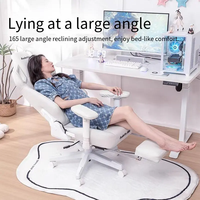 Chaise de jeu tournante ergonomique entièrement blanche, accoudoir 4D élégant, bureau inclinable, chaise d'ordinateur en cuir confortable avec repose-pieds