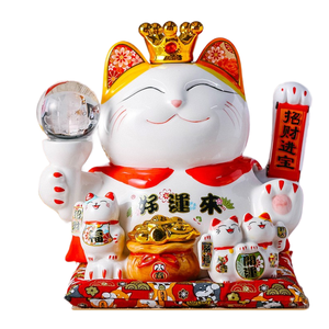 Elvis Presley Lucky Cat avec cristal de céramique émaillée de 10 pouces pour boule pour la décoration de la maison à Noël et au nouvel an chinois - Product Image 2