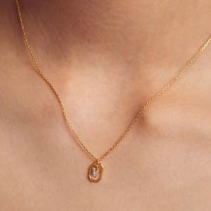 फैशन जिरकॉन प्रारंभिक अक्षर हार सोने की प्लेटेड लिंक श्रृंखला वर्णमाला महिलाओं के लिए - Product Image 4