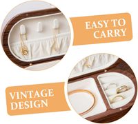 Boîte à bijoux en bois vintage élégante Organisateur portable pour voyage Mallette de rangement compacte peinte pour colliers Bracelets boucles d'oreilles