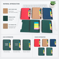 Carnet à spirales en kraft épais avec notes adhésives et stylo, ensemble de carnets A5 pour cadeau d'entreprise