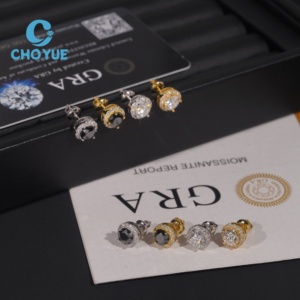 Halo Round Shape <b>Earrings</b> Moissanite 925 Silver 8.6mm Moissanite Stud <b>Earrings</b> Screw <b>Back</b> Pass Diamond Tester - Product Image 5