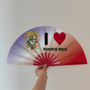 27cm Medium Size Puerto Rico Folding Plastic Hand Fan Personalized Clothing Folk Country Flag Fan As Gift