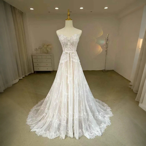 Vestido de Novia Estilo Sirena Bohemio con Apliques de Encaje, Diseño Real, Perlas y Flores Lsjj33 - Product Image 2