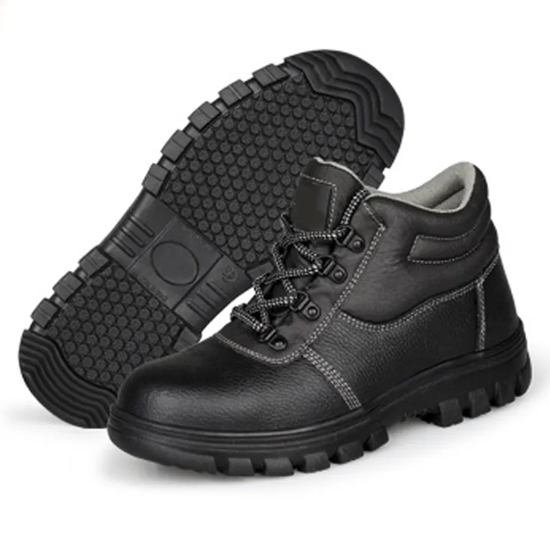 RTS Leather anti slip Antistatic cheap men protective black safety shoes steel toe work boots for men