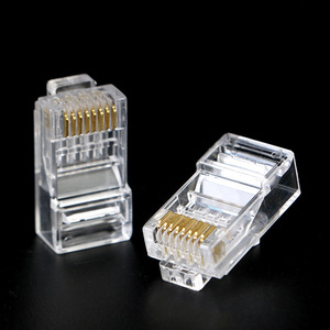 หัวคริสตัลป้องกันการเกิดออกซิเดชัน 100 ชิ้น ชุบทอง RJ45 ขั้วต่ออีเธอร์เน็ตแบบไม่มีฉนวน 8P8C - Product Image 2