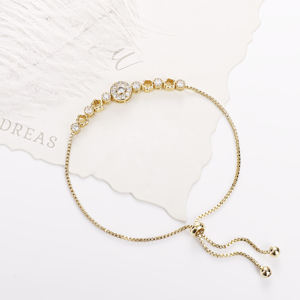 CM 보석 도매 지르코니아 14k 금도금 바게트 다이아몬드 여성 Pulsera Joyeria 조정 가능한 팔찌 Et 팔찌 - Product Image 4