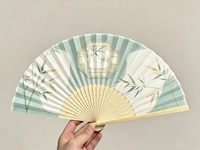 Kipas Tangan Lipat Ringan dengan Gagang Bambu 21cm, Logo Kustomisasi Personalisasi Mode Tradisional untuk Pasar Gaya Kuno