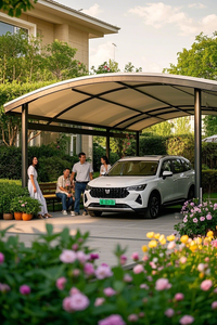 Pvdf màng xe cấu trúc bóng râm thiết kế kim loại bền cho nhà để xe khách sạn biệt thự - Product Image 4