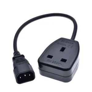 IEC320 C14 Ke UK BS1363A Soket Keluar IEC C14, Colokan Pria Ke UK 3Pin Soket Wanita Kabel Adaptor Daya untuk PDU UPS