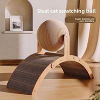 Alas Cakar Kucing 2in1 Berbentuk Lengkung, Roda Ferris, Bola Cakar Vertikal, Mainan Kunyah, Tahan Aus, Tidak Rontok, Sisal Kayu untuk Kucing