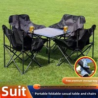 Ensemble de table et de chaises pliantes en tissu pour l'extérieur, cinq ou sept pièces, pour le camping, le pique-nique, le barbecue, les fêtes