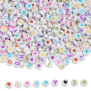500g/sacchetto Perline Miste da 7mm con <span class=keywords><strong>Lettere</strong></span> e Cuori Colori Assortiti - Product Image 2