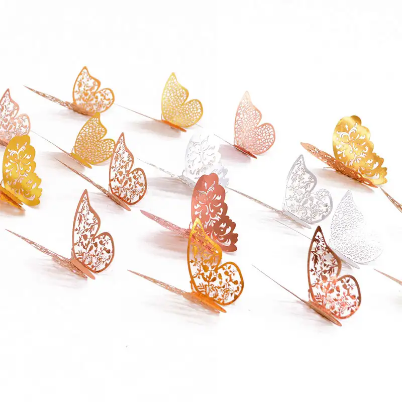 Stiker Dinding Kupu-kupu Berongga 3D, untuk Dekorasi Rumah Stiker Dinding DIY untuk Kamar Anak-anak, Dekorasi Pesta Pernikahan Kupu-kupu Kulkas