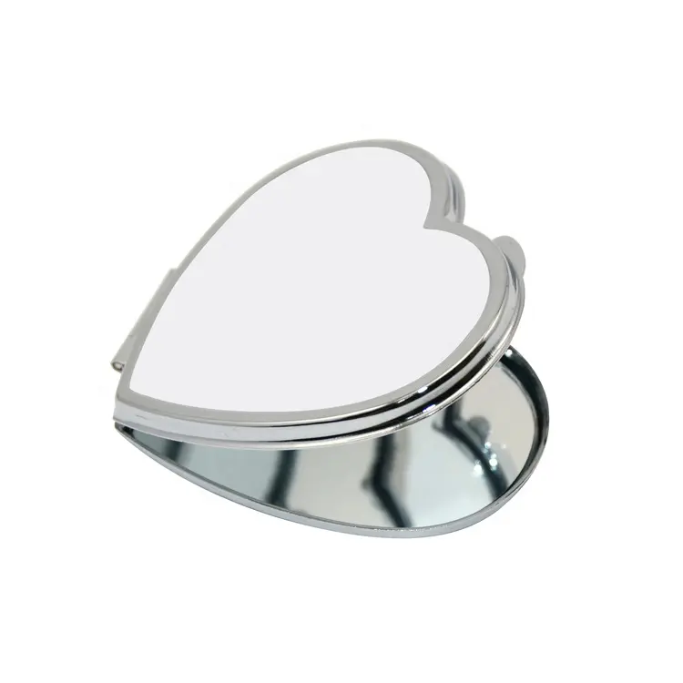 Valentine's Day Gift Heart Shape Metal Sublimation Blank Photo Printing Cosmetic/Makeup/Pocket Mirror For Promotion