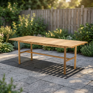Table à manger rectangulaire en bois massif, design scandinave, moderne, écologique, imperméable, durable, stable, 8 places, OEM, utilisation en extérieur - Product Image 4