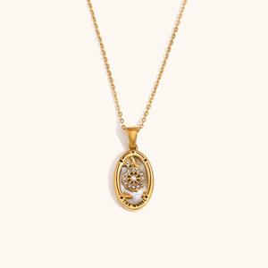 Collar de Moda con Colgante de Cartas del <span class=keywords><strong>Tarot</strong></span> Elípticas, Chapado en Oro de 18K, Acero Inoxidable, Cadena para Clavícula - Product Image 6