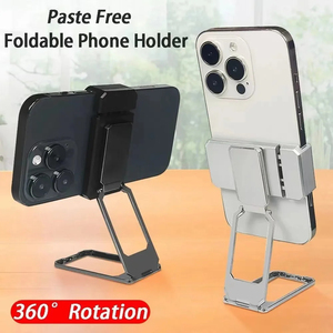 360 Rotation Mobile Phone Holders Foldable Stand Back <b>Clip</b> Phone <b>Ring</b> Holder Multi Angle Portable Desk Metal Finger Kickstand - Product Image 3