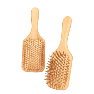 Personalized LOGO Hair Detangling <b>Scalp</b> <b>Brush</b> Wooden Bamboo Paddle Air Cushion Home Use Comfortable Elegant Design - Product Image 4