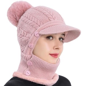 Bonnet d'hiver tendance avec cache-cou intégré pour un usage décontracté, options de logo, couleur et taille personnalisables, bonnets en tricot chauds pour femmes - Product Image 2