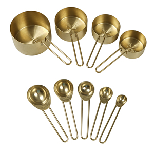Đồng/Vàng hoàn thiện thép không gỉ đo ly và thìa Bộ 8 cái đồ dùng nhà bếp - Product Image 4