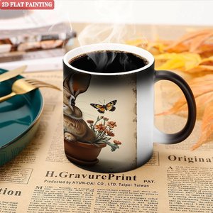 Mug à café en céramique noire givrée de 11 oz, à poignée épaisse et solide, antidérapant, changeant de couleur à la chaleur - Product Image 5