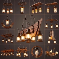 Lustre en bois rustique industriel rétro vintage, lampe suspendue pour bar, café, restaurant, loft antique, ancien bateau, luminaires suspendus en bois