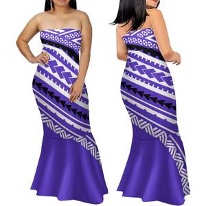 可持续波利尼西亚部落设计优雅的蓝色管顶鱼尾连衣裙夏威夷8XL防静电美人鱼俱乐部连衣裙 - Product Image 3