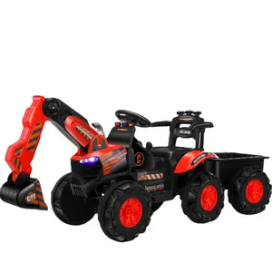 Tractor eléctrico de 12 voltios para niños grandes de 10 años con control remoto para niños que viajan en coche excavador