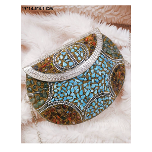 Sac messager bohème de style indien en mosaïque, sac à main de soirée de luxe en métal, sac à main bohème pour femmes, sac à main artisanal pour mariage, vente en gros - Product Image 4