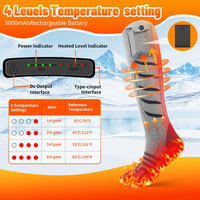 Chaussettes chauffantes de camping pour hommes, femmes et jeunes, épaisses, avec contrôle par application, 5000mAh*2, rechargeables, pour l'hiver froid, la chasse et le ski