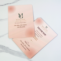 Carte d'insertion personnalisée avec logo, 350 g/m², finition mate nude, pour l'expédition, carte de remerciement esthétique personnalisée avec coins arrondis pour les produits de beauté et de soins de la peau