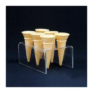 customized countertop 6pcs plastic icecream holder acrylic ice cream cone display stand