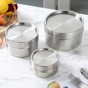 Ensemble de contenants de rangement pour <span class=keywords><strong>cuisine</strong></span> en acier inoxydable 304, 250 ml, 350 ml, 450 ml - Pots de <span class=keywords><strong>conservation</strong></span> alimentaire en métal écologiques et étanches - Product Image 4