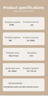 Diffuseur de parfum pour voiture rechargeable sans eau A300 Maonoal à ultrasons, contrôle tactile, éclairage LED, purificateur d'air avec détection d'huile