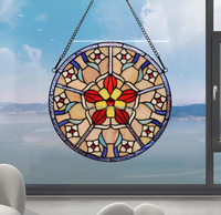 Floria Design 30,5 cm Europäischer Stil Massives Buntglas-Fensterpaneel Hohe Lichtdurchlässigkeit Anpassbares Muster Küchendekoration
