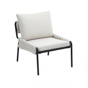 Fauteuil d'appoint moderne tressé avec structure métallique et assise rembourrée douce pour salon et chambre à coucher - Product Image 1