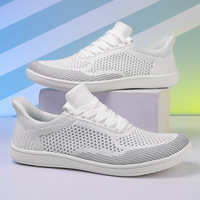 Chaussures d'entraînement unisexes grande taille à lacets, à bout large, style pieds nus, avec empeigne en maille respirante, semelle extérieure en caoutchouc souple, couleur unie, légères