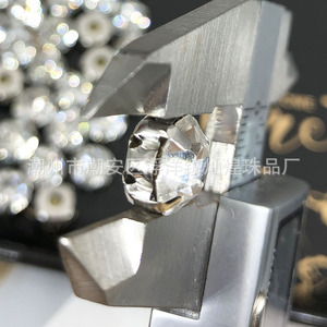 Strass à une seule ouverture pour oreille, 6-10mm, en verre rond, effet diamant, creux, à coudre à la main, pour accessoires de robe de mariée - Product Image 3