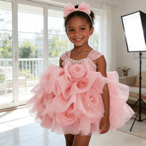 <span class=keywords><strong>Vestido</strong></span> de Fiesta 3D con Cuentas y Tul <span class=keywords><strong>para</strong></span> Niñas, <span class=keywords><strong>Vestido</strong></span> de Princesa <span class=keywords><strong>para</strong></span> Cumpleaños, Boda o Eventos Formales - Product Image 4