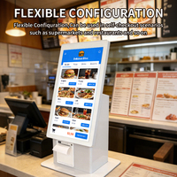 Kiosco de Autoservicio Android de 21.5 Pulgadas con Pantalla Táctil, WiFi, Escritorio Metálico, Impresora, Escáner, Terminal de Pago para Restaurantes