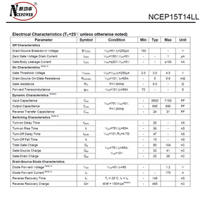 NCE Power NCEP15T14LL MOSFET <span class=keywords><strong>TOLL</strong></span> 380W 150V 170A 100% Original y con Código de Lote Rastreable - Product Image 5