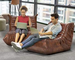 PIOEN Faux cuir pouf chaise géant mousse à mémoire de forme canapé sac pour adultes pour salon chambre dortoir bureau, marron - Product Image 5