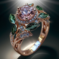 Modieuze Felroze Zirkoon Dames Prachtige Olie-Druipende Bloemblaadjes Ring, Moederdag Kerst Valentijnsdag Verlovingsgeschenk